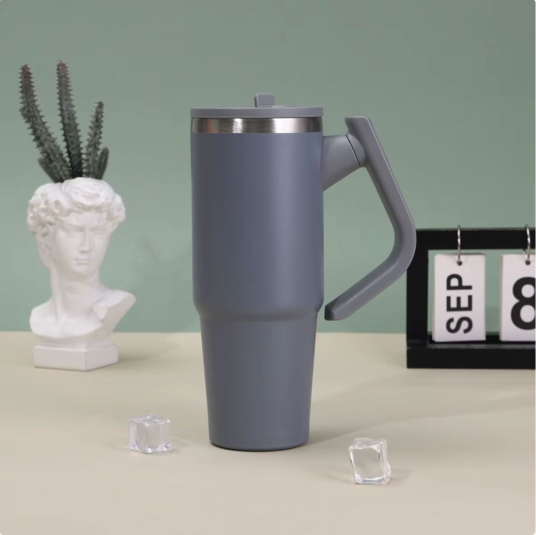 Double Wall Insulated Tumbler with Rotating Handle