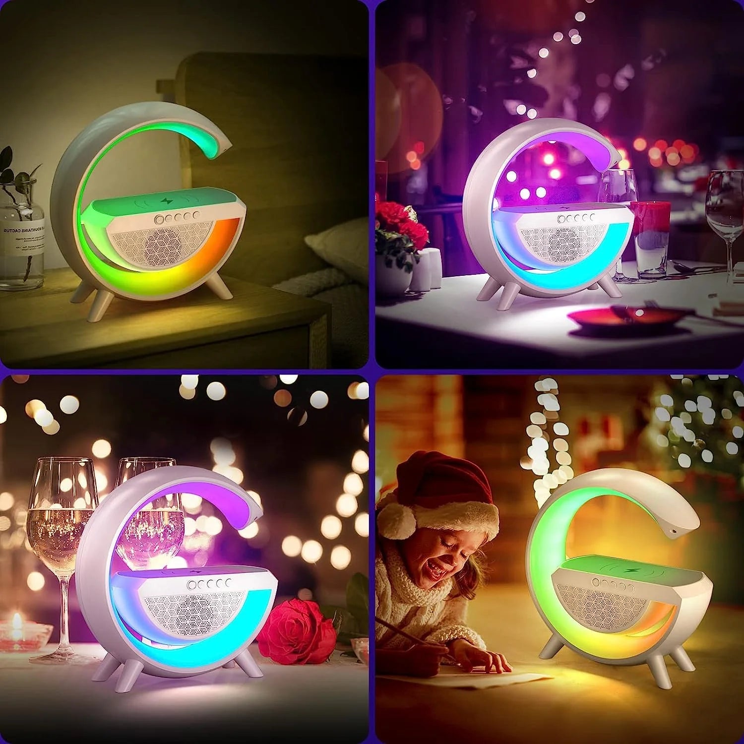 6-IN-1 Wireless Charger Alarm Clock With Speaker