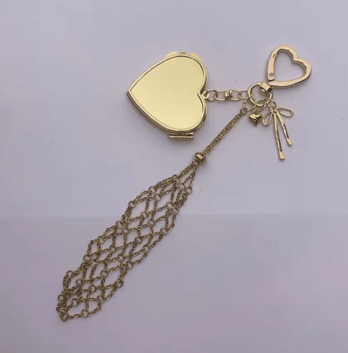 Compact Mirror Key Chain with Lipstick Holder