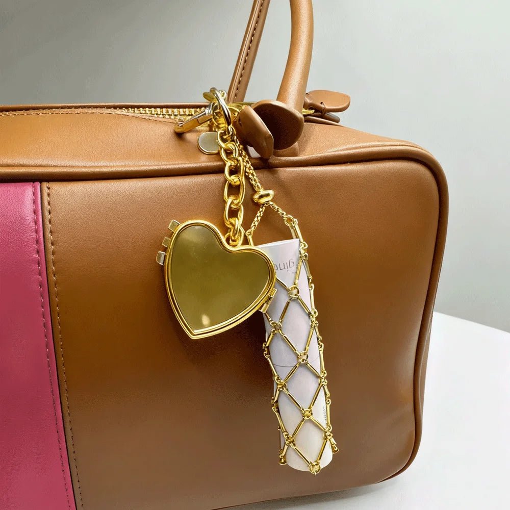 Compact Mirror Key Chain with Lipstick Holder