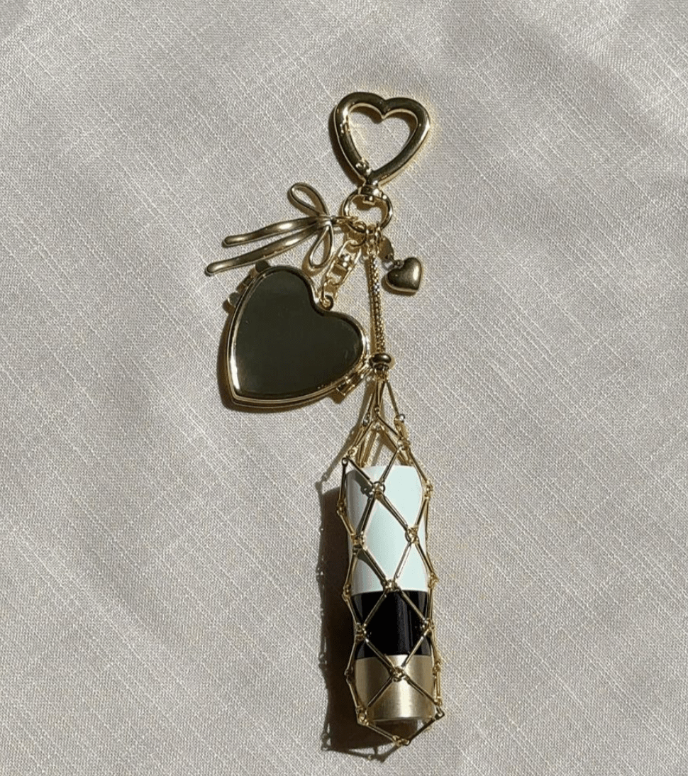 Compact Mirror Key Chain with Lipstick Holder
